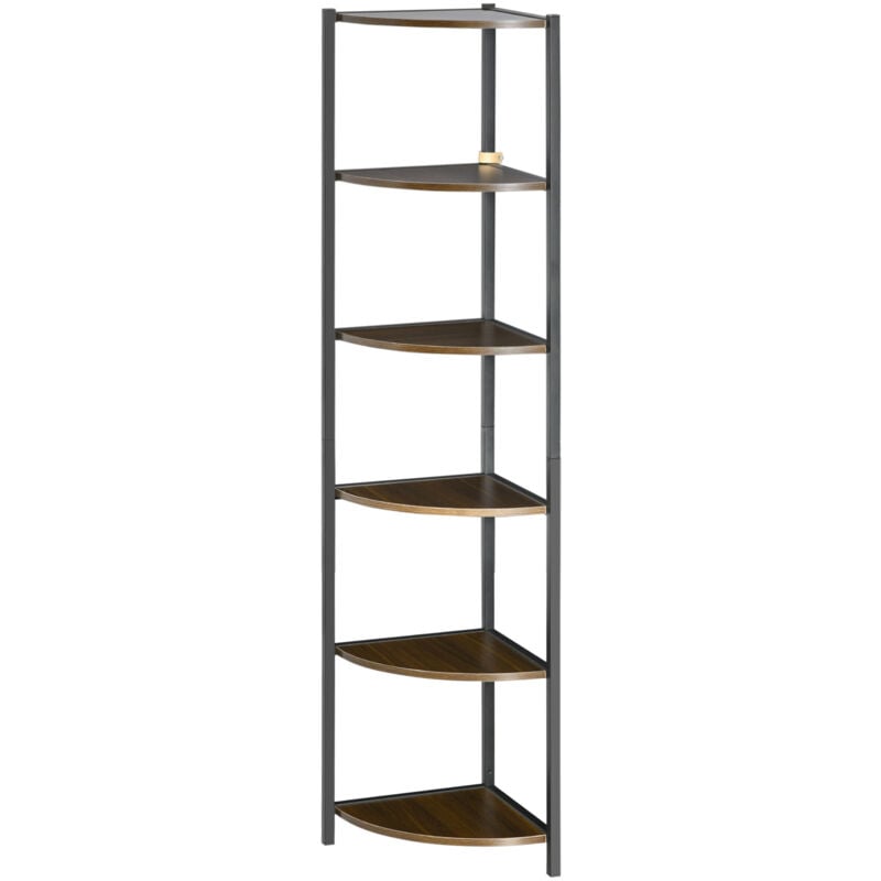 foto del prodotto homcom libreria ad angolo moderna a 6 ripiani in mdf e metallo 34x34x166cm