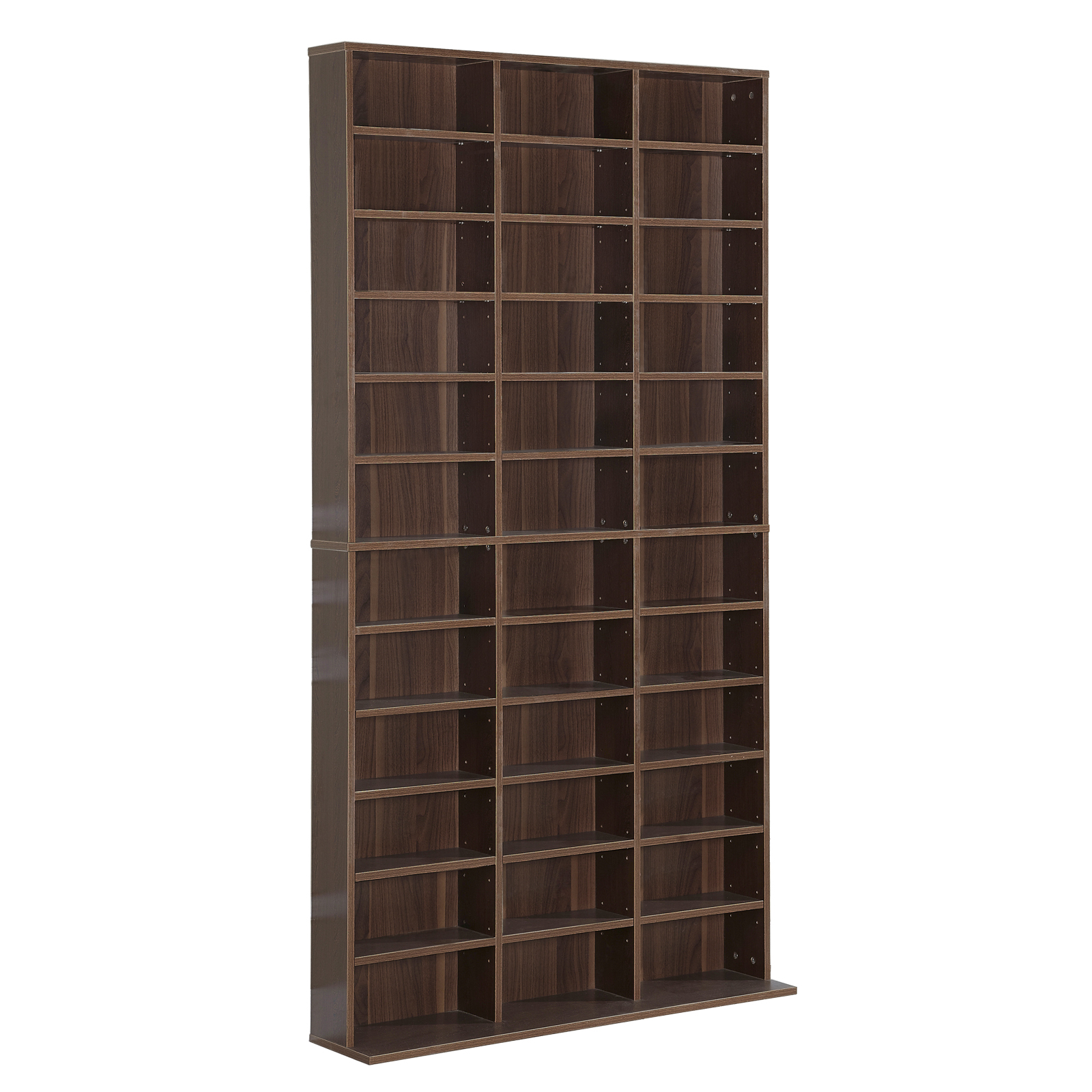 foto del prodotto homcom libreria da muro porta cd dvd in legno,mobile soggiorno regplabile con 36 scompartimenti, marrone 195 102 23.5cm aosom