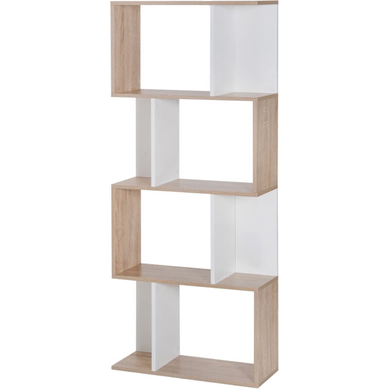 foto del prodotto homcom libreria design moderno a 4 ripiani 60x24x148cm bianco e legno naturale