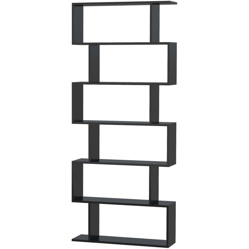 foto del prodotto homcom - libreria design moderno in legno con 6 ripiani per casa e ufficio nero