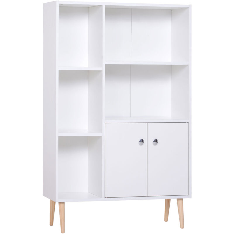 foto del prodotto homcom libreria scaffale 2 porte pannelli di particelle 80x23.5x123cm bianco
