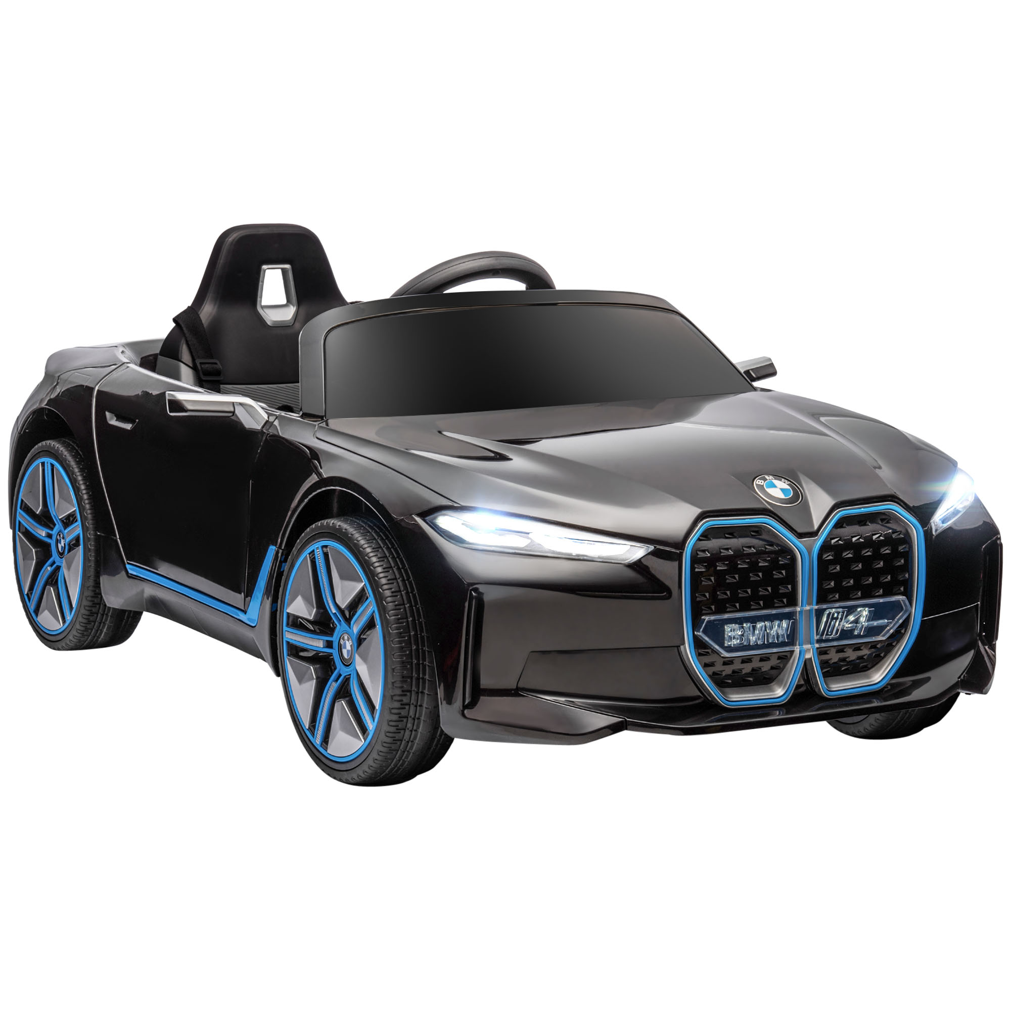 foto del prodotto homcom macchina elettrica licenza bmw per bambini 3-8 anni, con telecomando, clacson e fari, 115x67x45 cm - nera aosom
