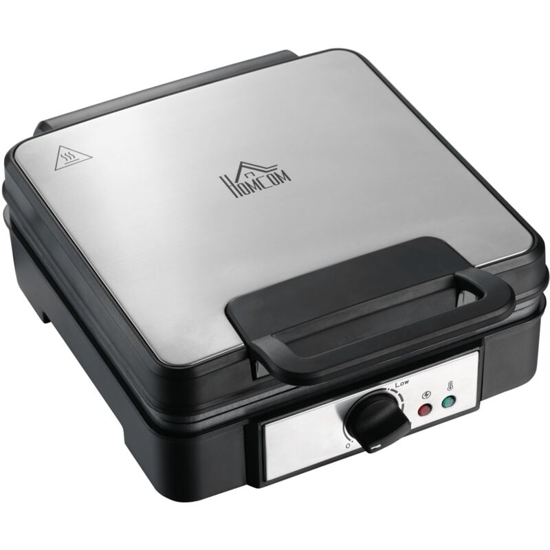 foto del prodotto homcom macchina per 4 waffle piastre antiaderenti temperatura 0 220 c nero