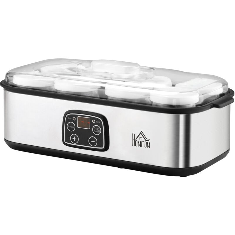 foto del prodotto homcom macchina per yogurt 25w con 8 vasetti temperatura 20 50 c timer 1 48 ore