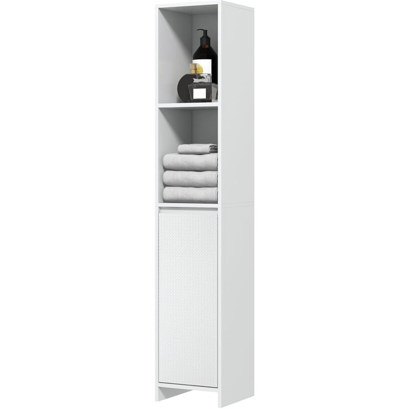 foto del prodotto homcom mobile bagno a colonna con armadietto e 2 vani aperti 30x30x160cm bianco