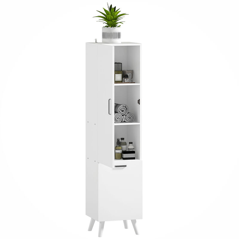foto del prodotto homcom mobile bagno con armadietto a 3 ripiani e mobiletto inferiore bianco