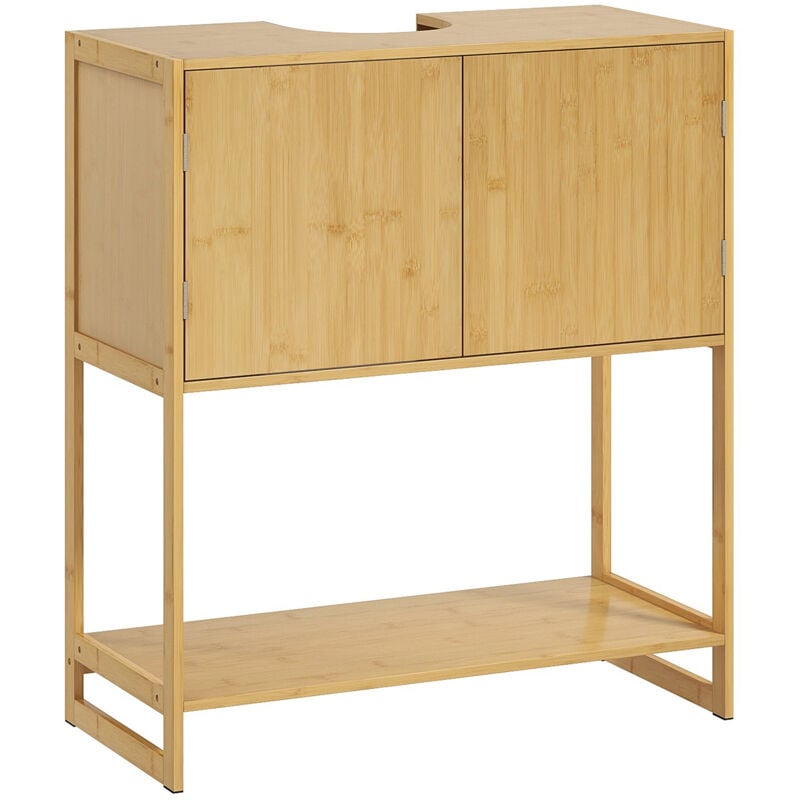 foto del prodotto homcom mobile bagno sottolavabo a 2 ante con ripiano aperto e intaglio a u