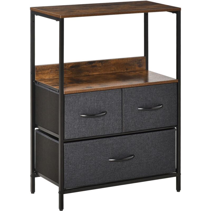 immagine 0 del prodotto homcom mobile cassettiera 3 cassetti pieghevoli tessuto mdf metallo 58x29x81.5cm