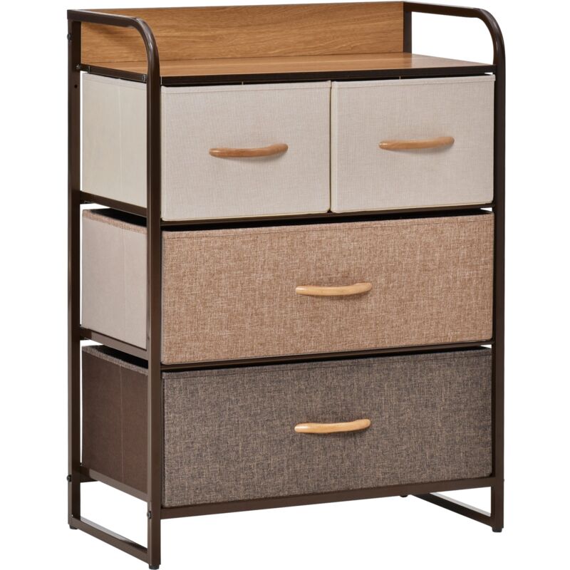 foto del prodotto homcom mobile cassettiera 4 cassetti pieghevoli in metallo e mdf 58x29x78.5cm