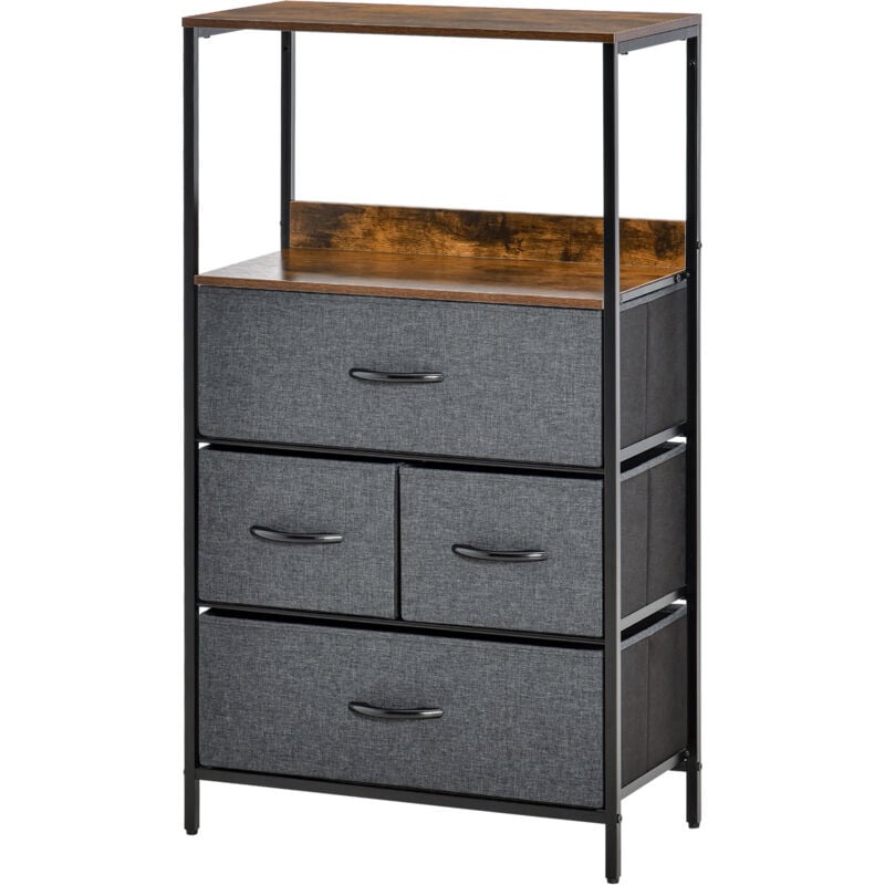 foto del prodotto homcom mobile cassettiera 4 cassetti pieghevoli tessuto mdf metallo 58x29x103cm