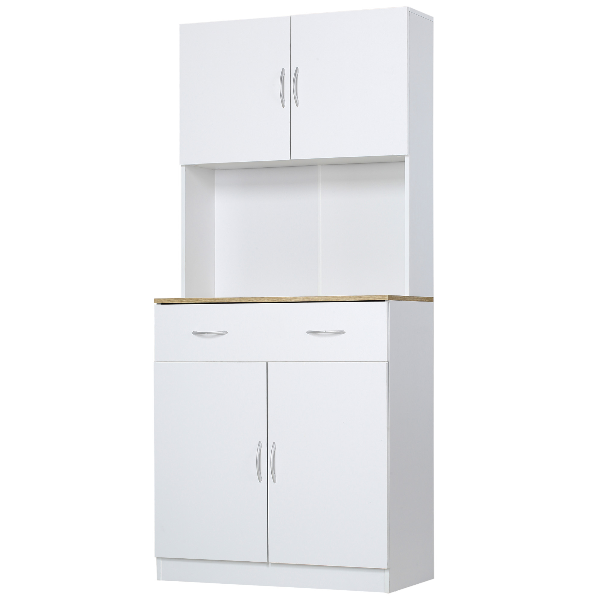 foto del prodotto homcom mobile cucina alto 180cm con armadietti a 2 ante e cassetto credenza in legno bianco per spazi piccoli e stile moderno aosom
