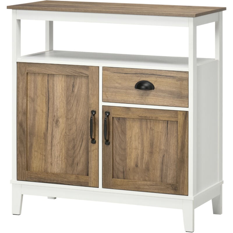 foto del prodotto homcom mobile cucina stile rustico bianco e marrone 76.6x 35x 81.5cm