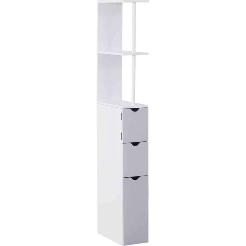 foto del prodotto homcom mobile da bagno a colonna in legno con ripiani cassetti armadietto