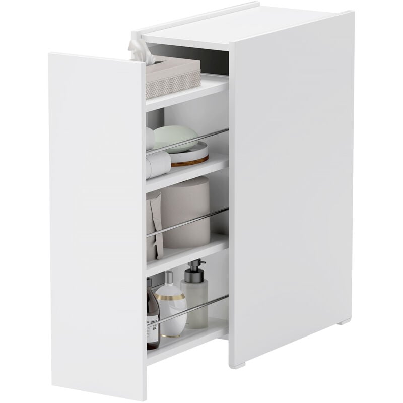 foto del prodotto homcom mobile da bagno salvaspazio a 3 livelli in truciolato bianco