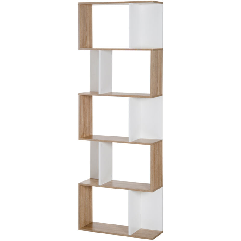 foto del prodotto homcom mobile libreria moderna in legno con 5 ripiani bianco e legno
