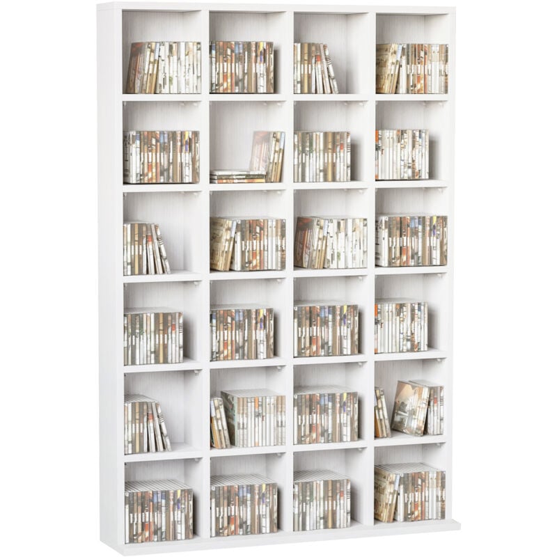 foto del prodotto homcom mobile libreria porta cd 24 vani con mensole regolabili bianco