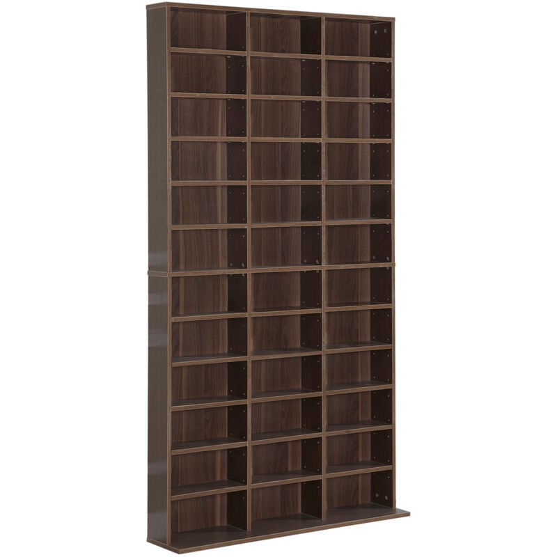foto del prodotto homcom mobile libreria porta cd con 36 scomparti regolabili in legno marrone