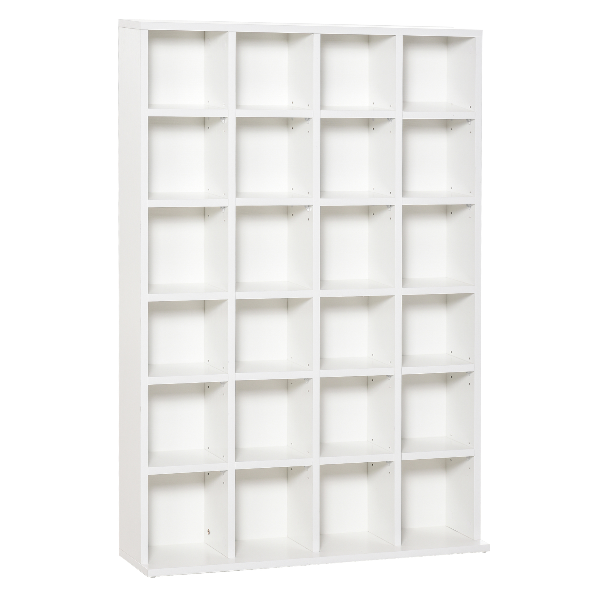 foto del prodotto homcom mobile libreria porta cd e dvd con 24 scomparti ad altezza regolabile, in legno composito truciolato, 130.5x89x20cm, bianco aosom italy