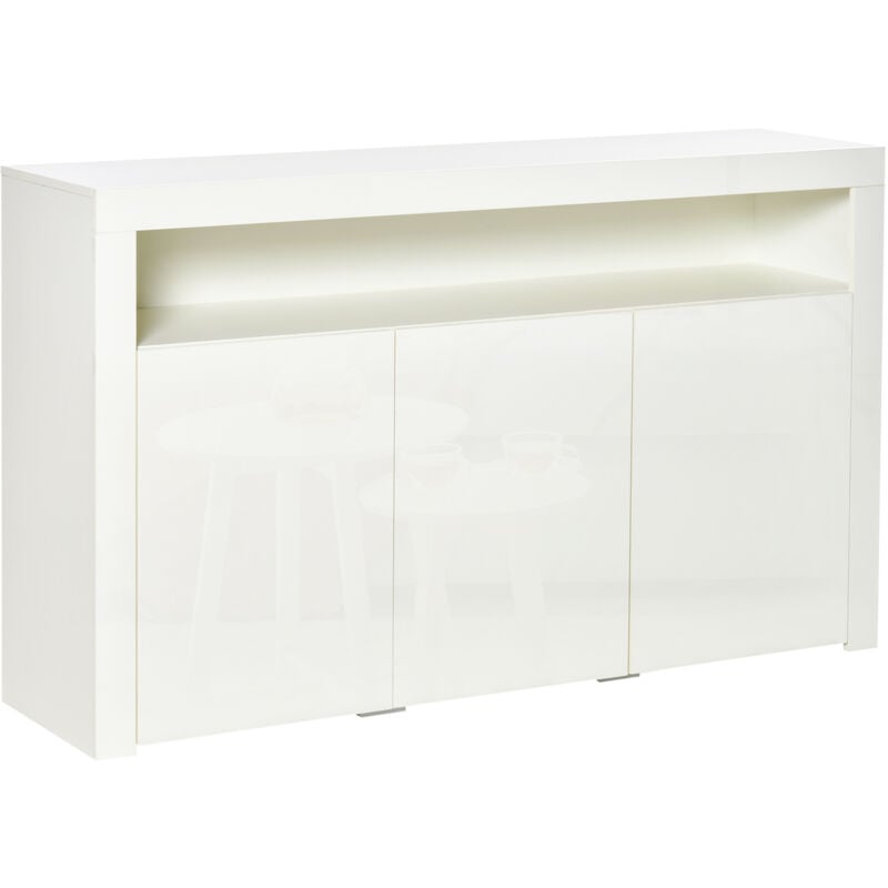 foto del prodotto homcom mobile multiuso 3 ante luci led e telecomando legno bianco 155x40x92cm