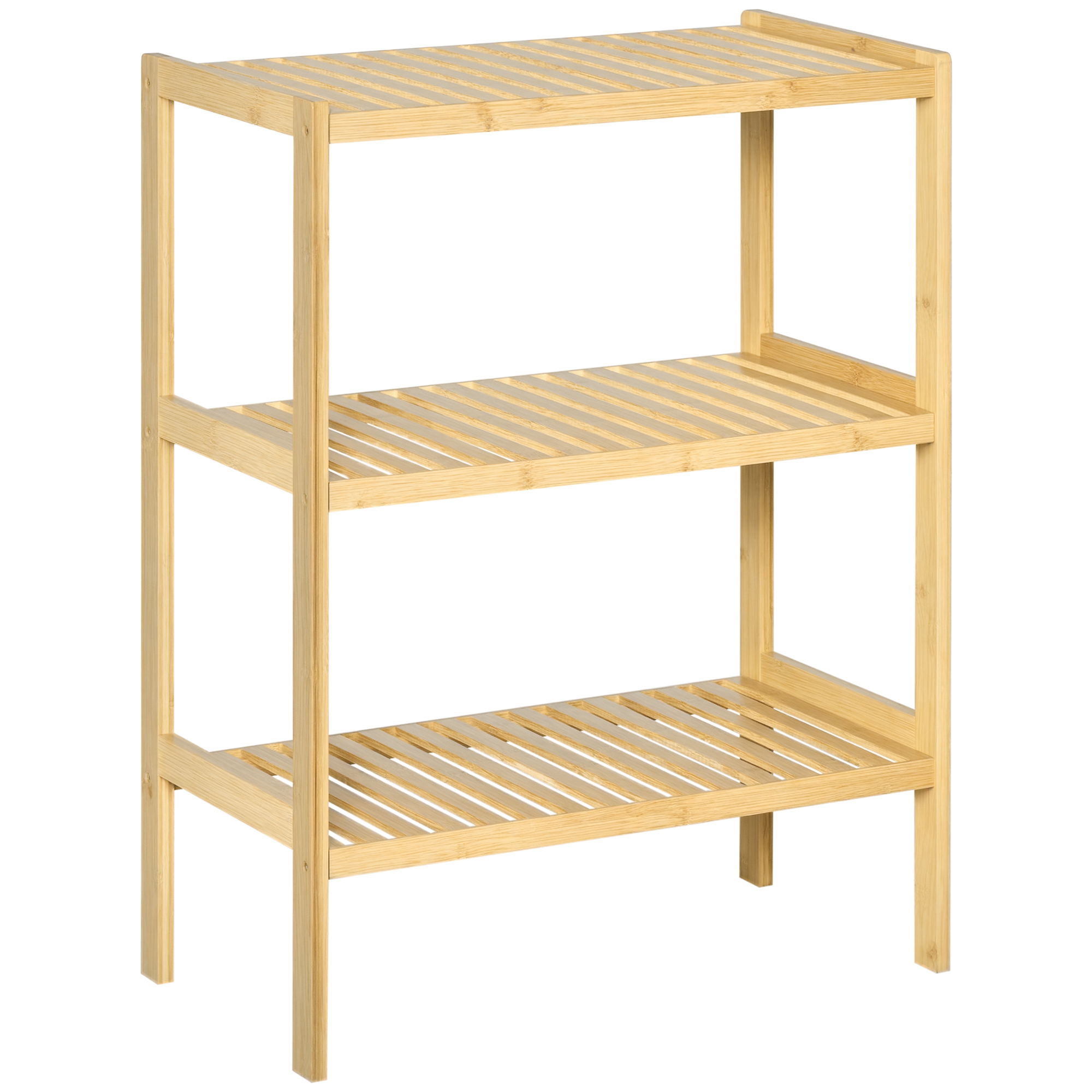 foto del prodotto homcom mobile multiuso 3 livelli in bambù, versatile per bagno, salotto, cucina, 62x33x80cm - naturale e salvaspazio aosom