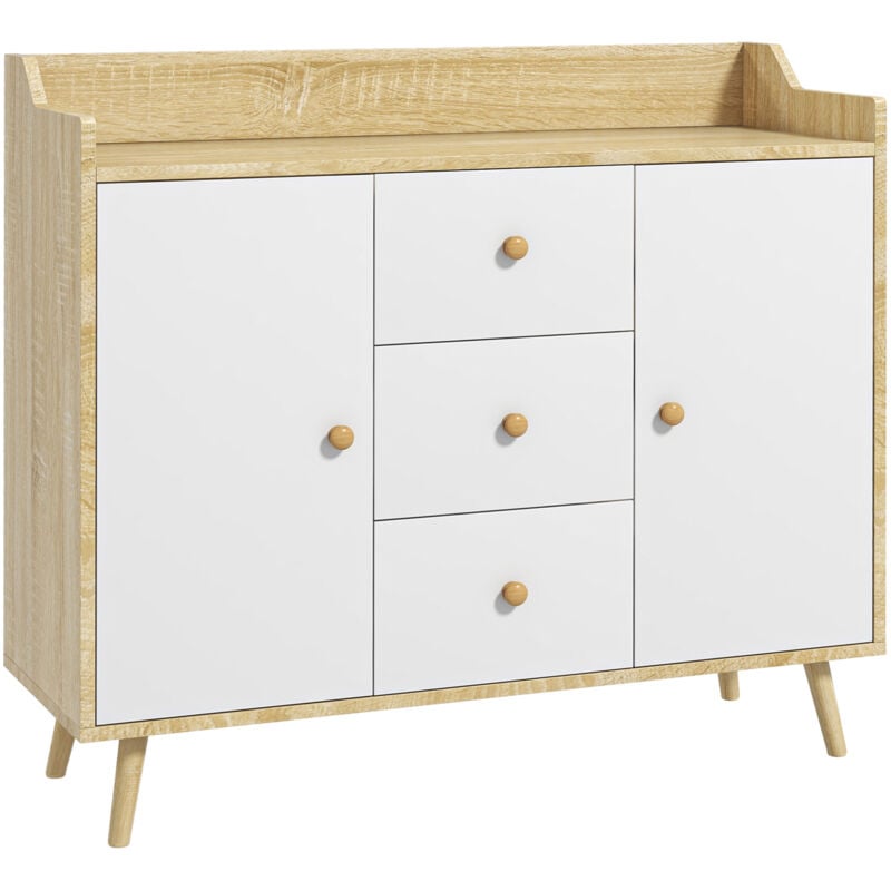 foto del prodotto homcom mobile multiuso in truciolato e legno di pino per cucina e soggiorno
