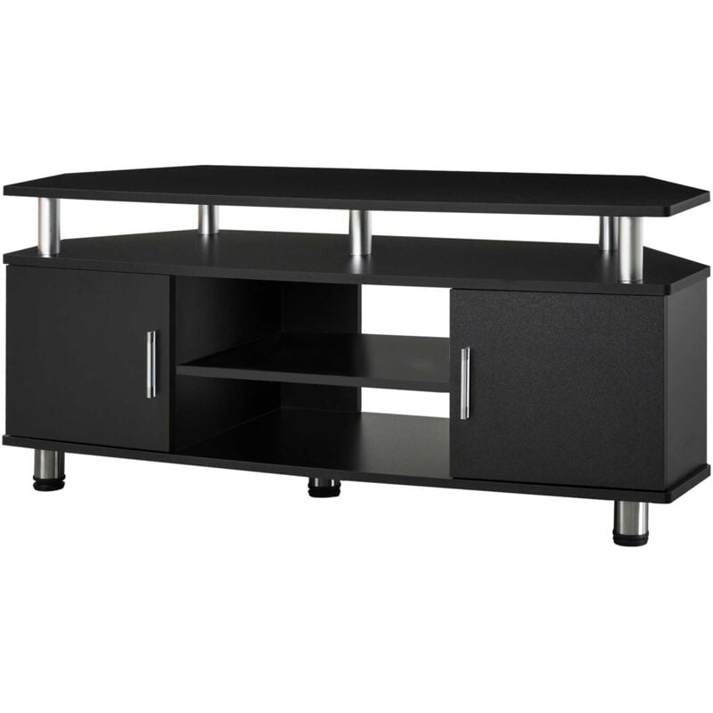 foto del prodotto homcom mobile porta tv classico da soggiorno con 2 ripiani e 2 armadietti nero