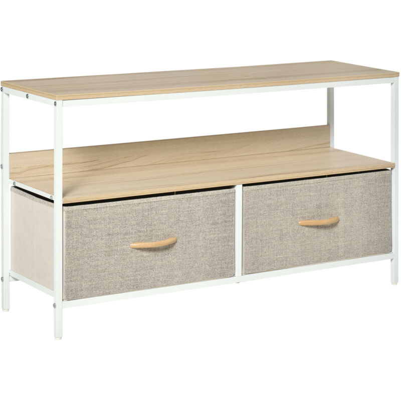 foto del prodotto homcom mobile porta tv da 47 con cassetti pieghevoli e mensola colore legno