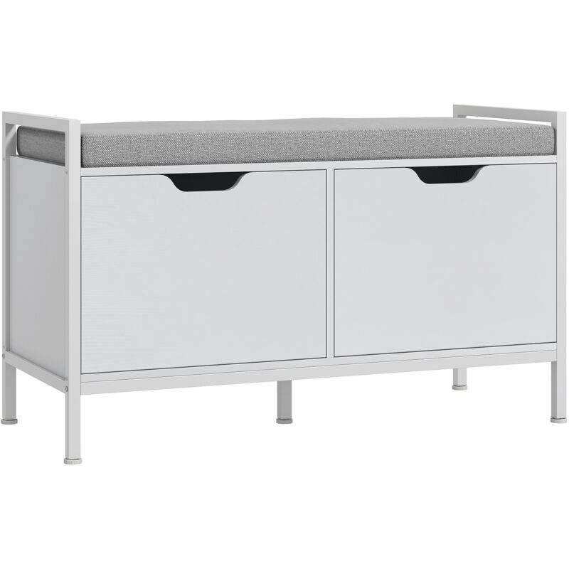 foto del prodotto homcom mobile scarpiera a 2 armadietti con cuscino 84x35x50 cm bianco