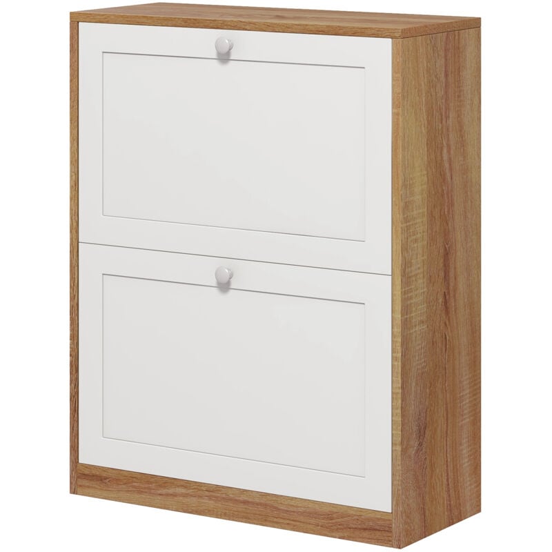 foto del prodotto homcom mobile scarpiera da ingresso in mdf truciolato per 12 paia bianco rovere