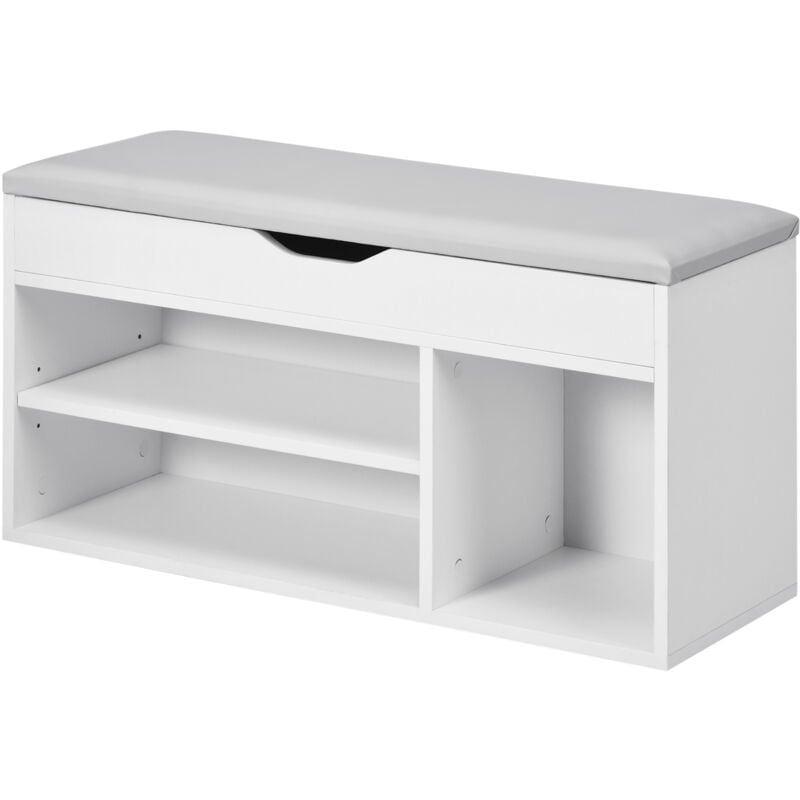 foto del prodotto homcom mobile scarpiera salvaspazio panca contenitore e vani aperti, bianco