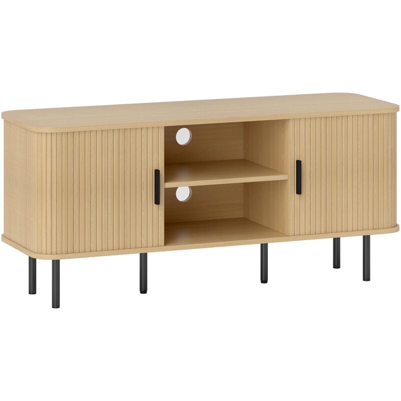 foto del prodotto homcom mobile tv 55 con 2 armadietti e 2 ripiani nero e rovere