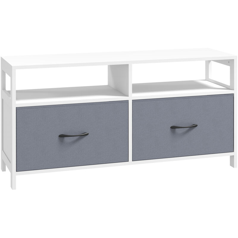 foto del prodotto homcom mobile tv basso 45 max in mdf e tessuto non tessuto bianco e grigio