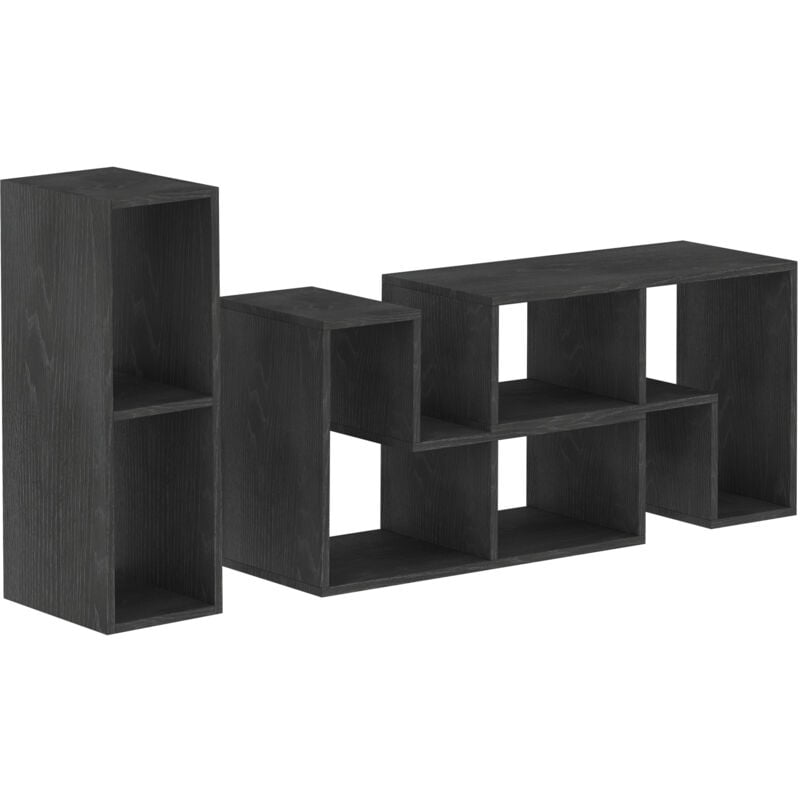foto del prodotto homcom mobile tv basso e modulabile a 6 ripiani totali in truciolato nero