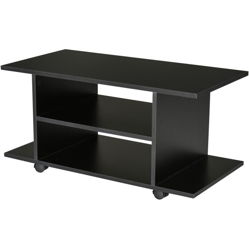 foto del prodotto homcom mobile tv con ruote e ripiani arredamento moderno in legno 80x40x40cm