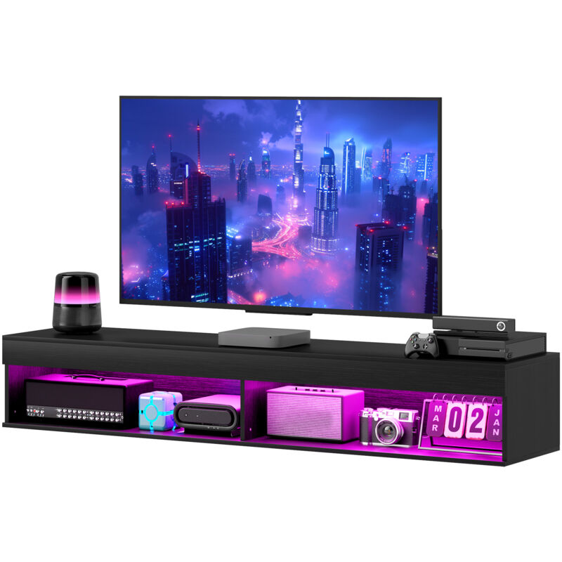 foto del prodotto homcom mobile tv sospeso con luci 16 colori e telecomando per tv 75 nero