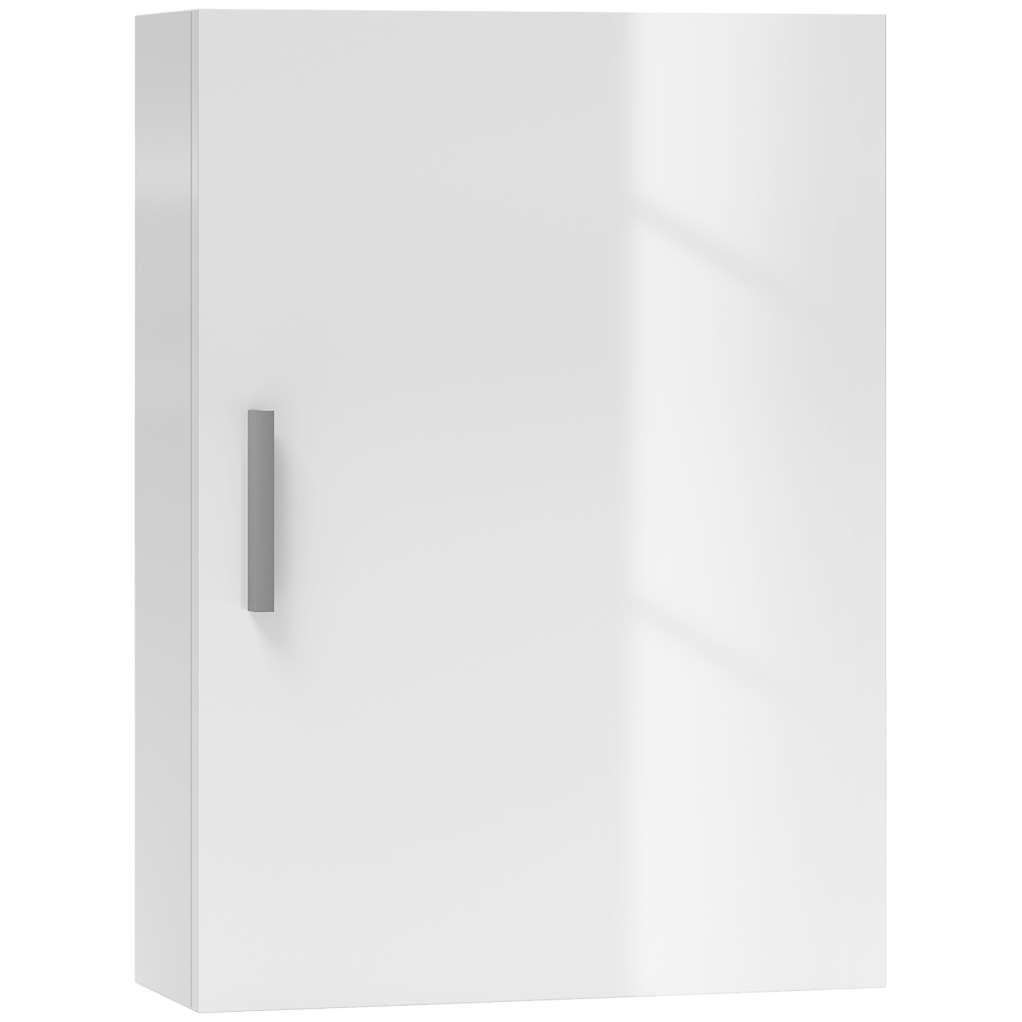 foto del prodotto homcom mobiletto armadietto bagno pensile da parete in legno con 3 ripiani regolabili in vetro su 3 livelli, 40x15x55 cm, bianco aosom italy