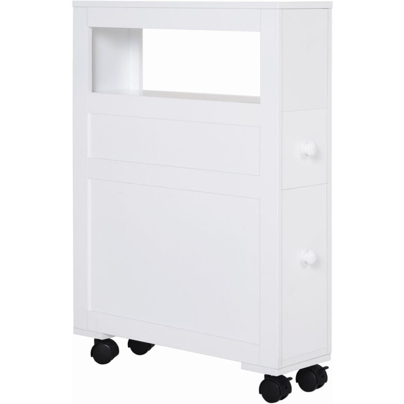 foto del prodotto homcom mobiletto armadietto da bagno in legno bianco con 2 casssetti