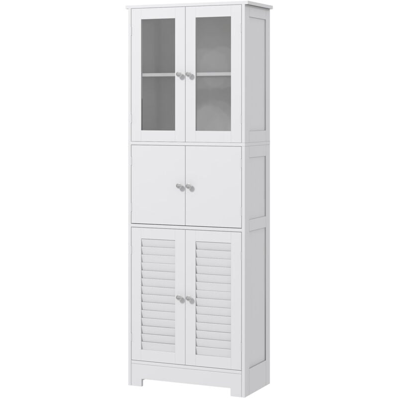 foto del prodotto homcom mobiletto bagno con 3 armadietti a 2 ante in legno 60x30x170.5cm, bianco