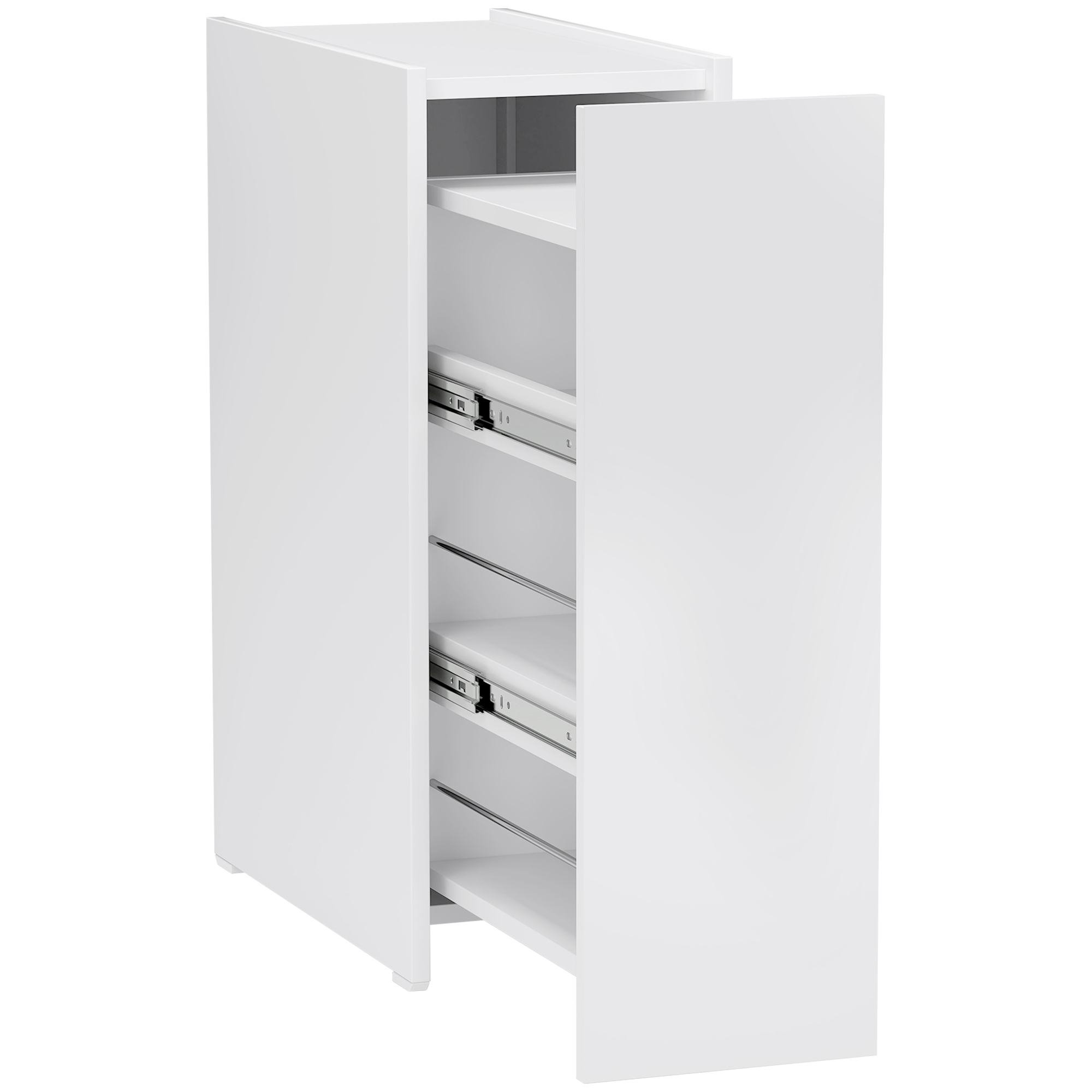 foto del prodotto homcom mobiletto bagno salvaspazio a 3 livelli con binari scorrevoli, in legno, 47x25x66.5 cm, bianco