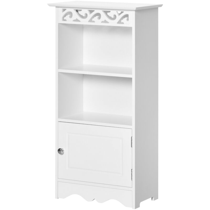 foto del prodotto homcom mobiletto da terra e un armadietto anta in mdf bianco 2 ripiani bagno