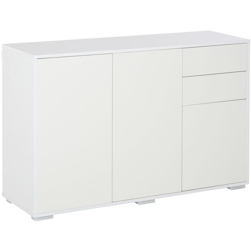 foto del prodotto homcom mobiletto multiuso bianco 2 armadietti apertura a pressione 2 cassetti