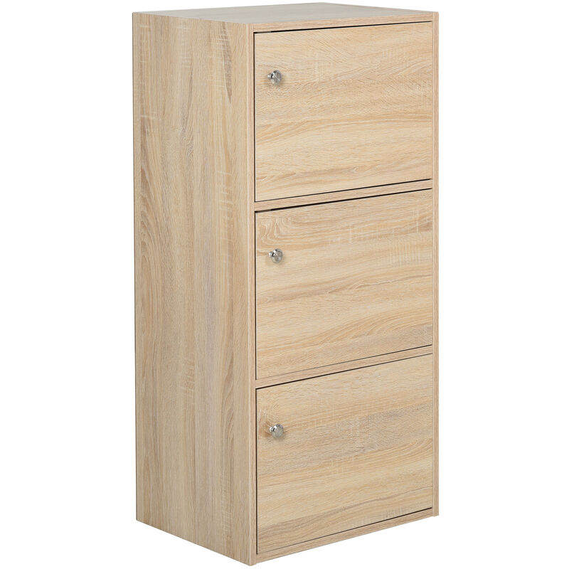 foto del prodotto homcom mobiletto multiuso con 3 ripiani in legno e 3 ante 48x34x100cm