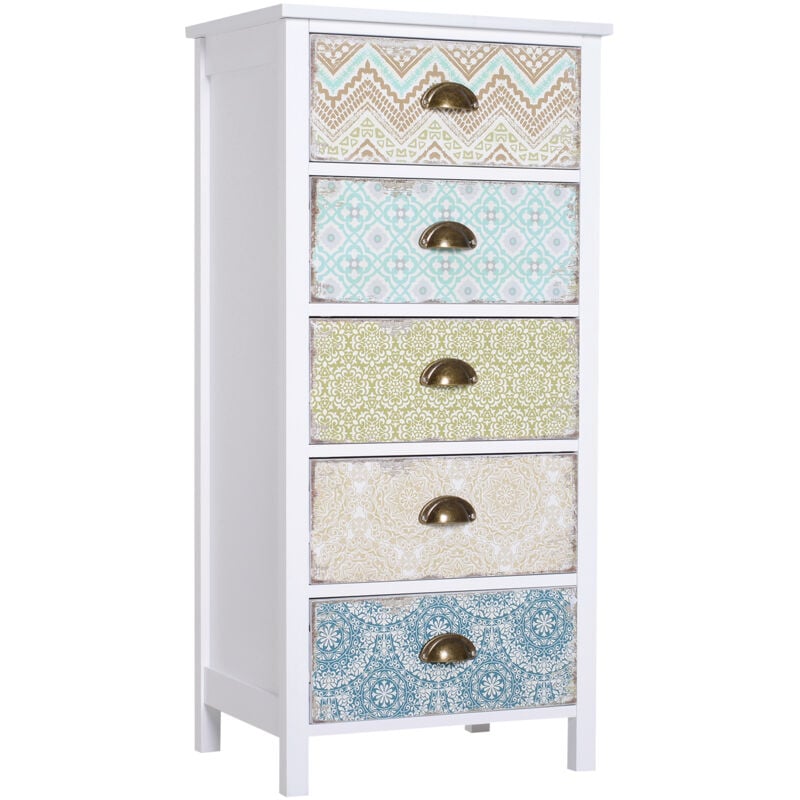 foto del prodotto homcom mobiletto multiuso con cassetti cassettiera per camera da letto shabby