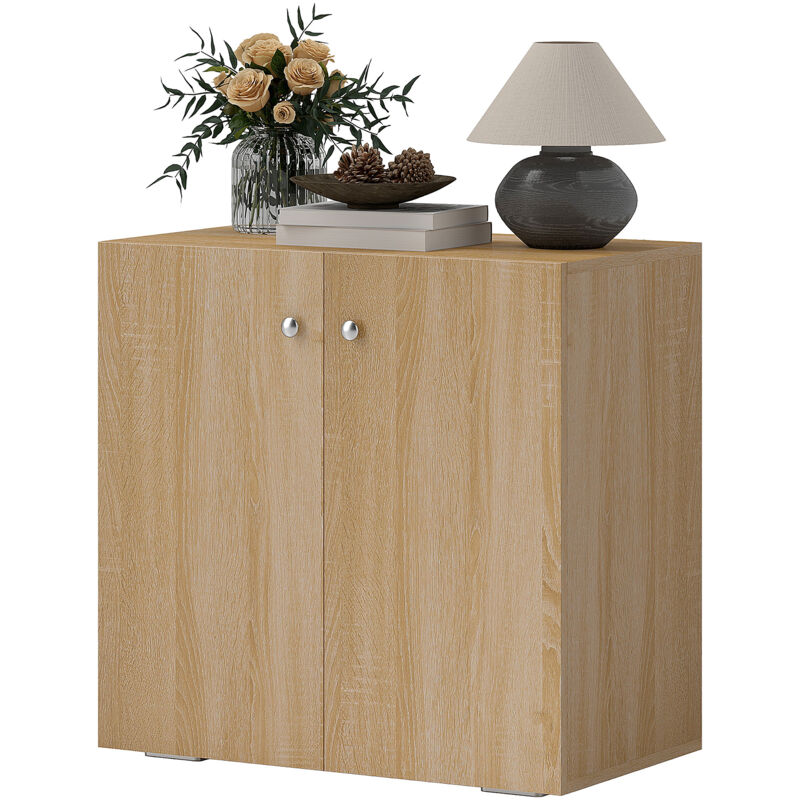 foto del prodotto homcom mobiletto multiuso in legno con maniglie in alluminio 70x39x70cm
