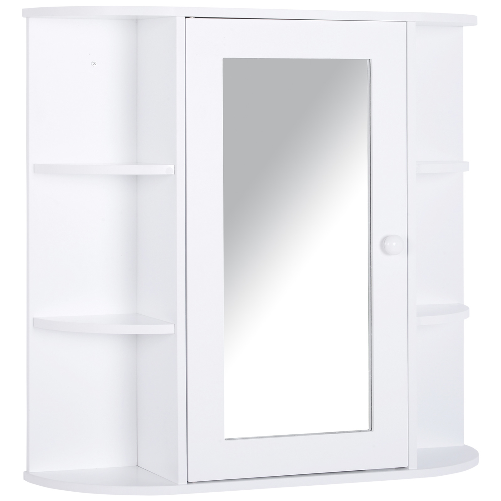 foto del prodotto homcom mobiletto pensile con specchio e mensole per bagno in legno bianco 66 x 17 x 63 cm aosom