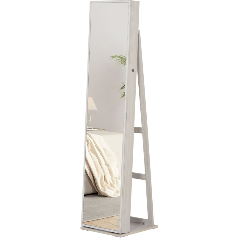 foto del prodotto homcom mobiletto portagioie a led con 4 scaffali e spazi portaoggetti bianco