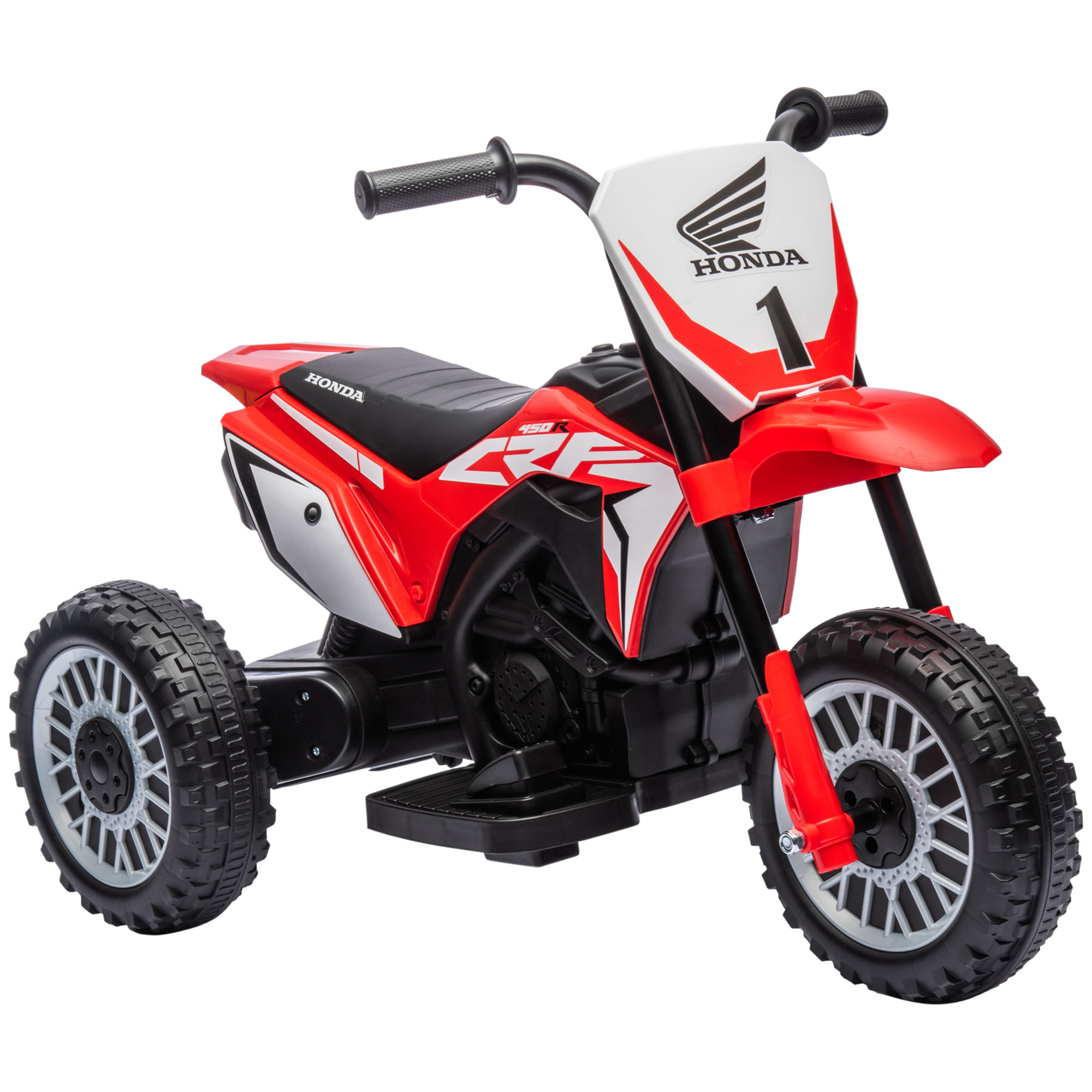 foto del prodotto homcom moto elettrica per bambini con licenza honda crf450rl a 3 ruote, età 18-36 mesi, rosso