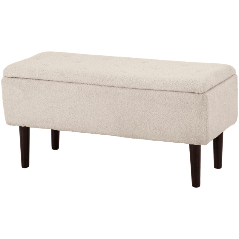 foto del prodotto homcom panca contenitore fondoletto con rivestimento boucl 95x38x45cm beige
