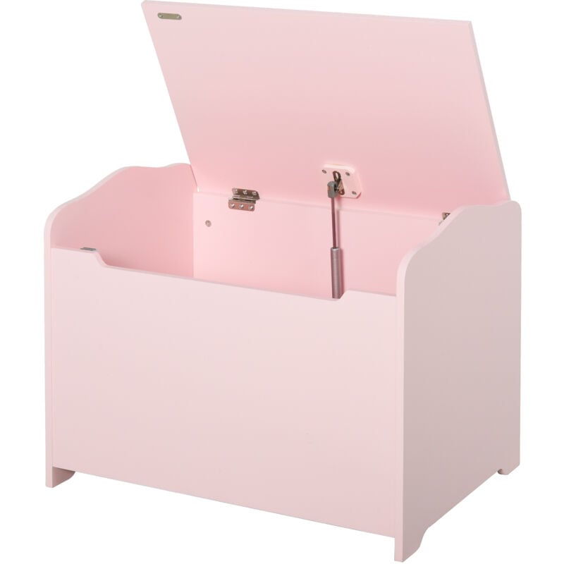 foto del prodotto homcom panca contenitore portagiochi in legno con coperchio ammortizzato rosa