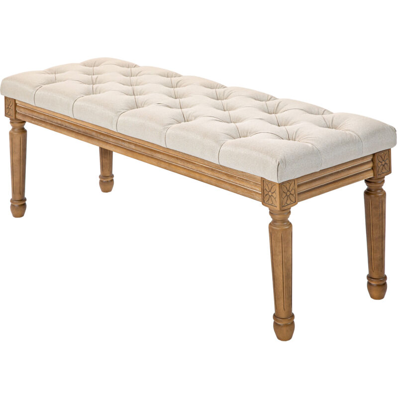 foto del prodotto homcom panca da ingresso e camera imbottita in tessuto e legno 120x41x48cm crema